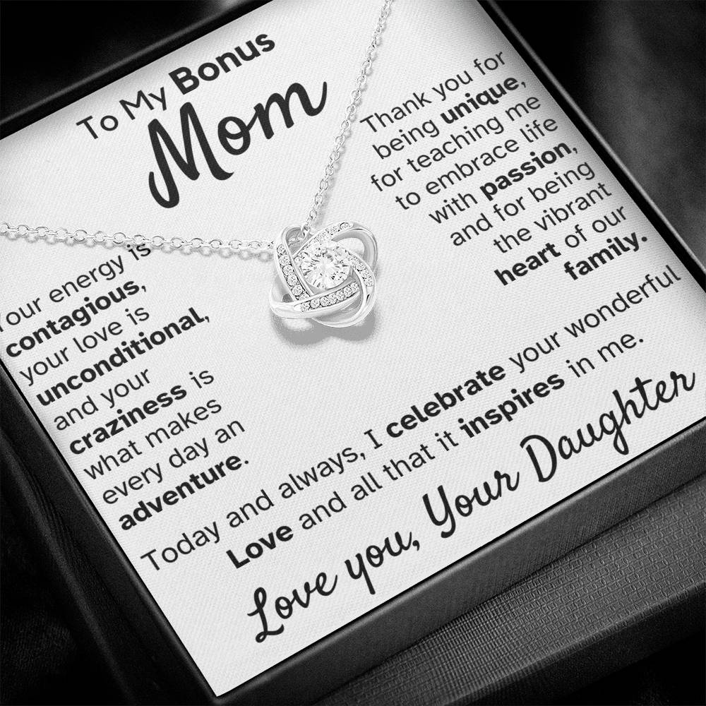 Beautiful Gift for Bonus Mom From Daughter "Your energy is contagious, your love is unconditional" Necklace