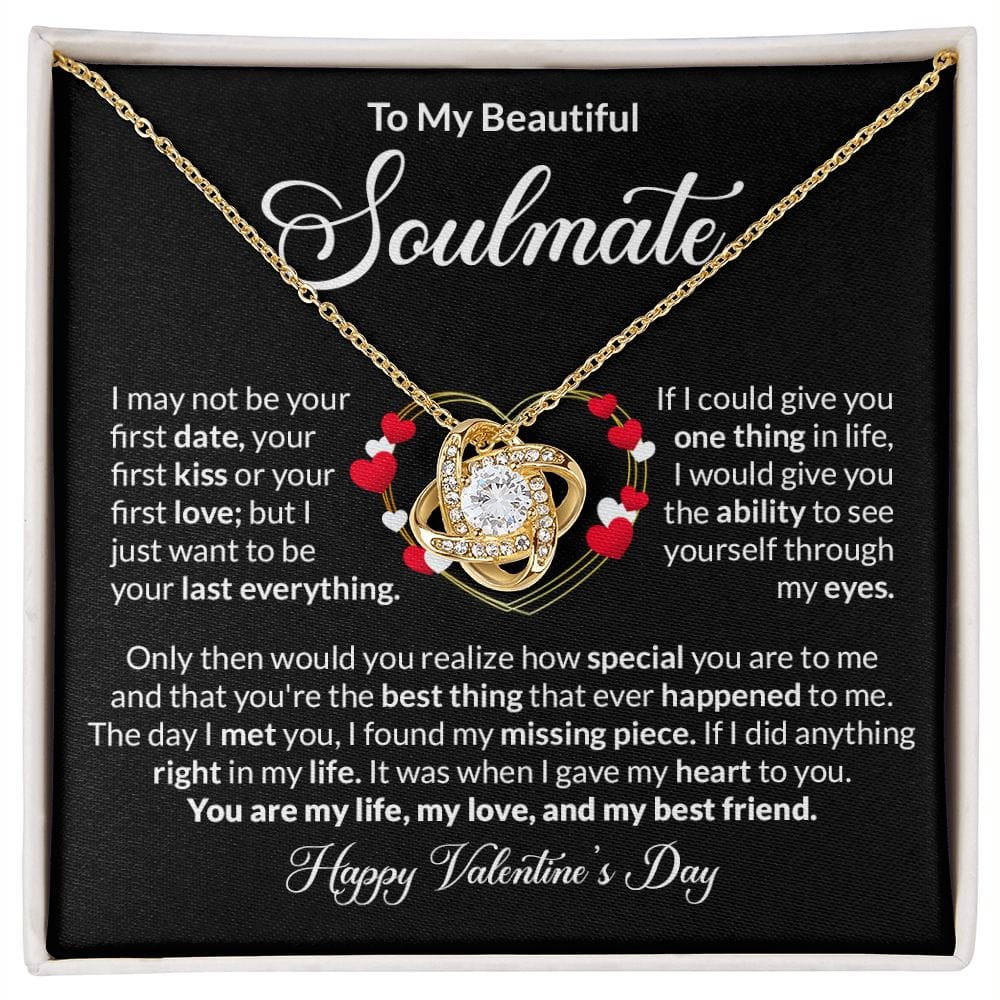 To My Soulmate - Love knot Necklace - Happy Valentine's Day