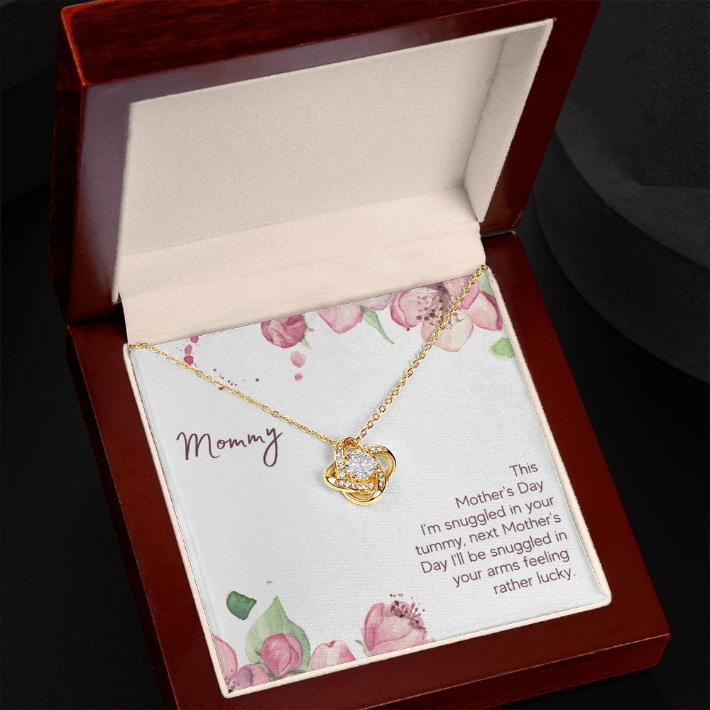 To Mommy - Snuggled in Your tummy - Love Knot Necklace